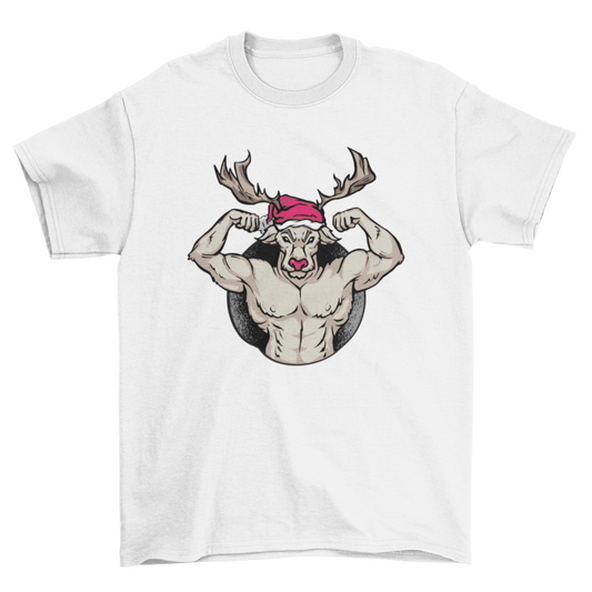 Strong Reindeer Christmas T-shirt