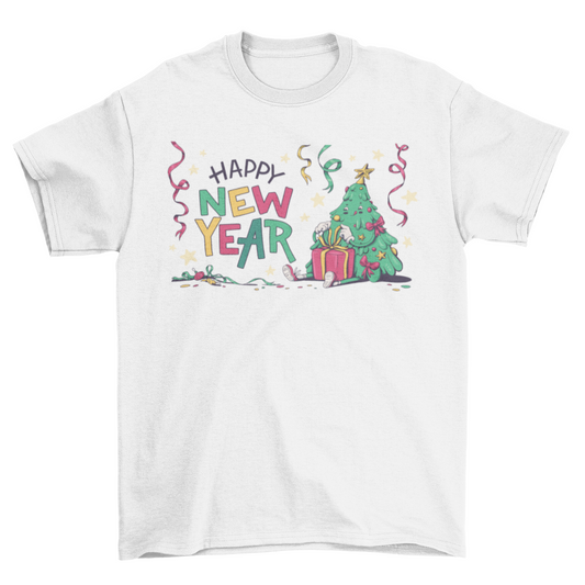 Happy New Year Christmas Tree T-shirt