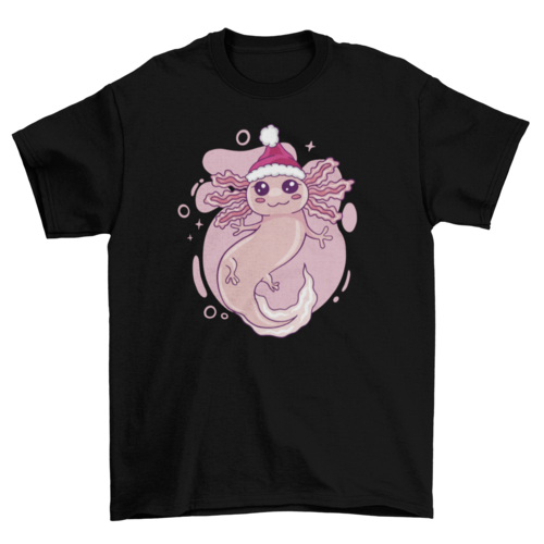 Axolotl In Christmas Hat T-shirt