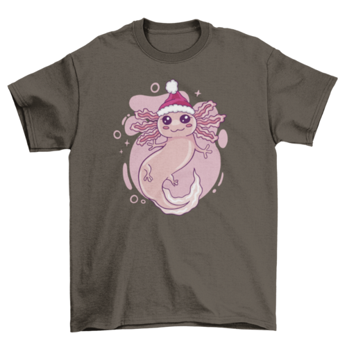Axolotl In Christmas Hat T-shirt