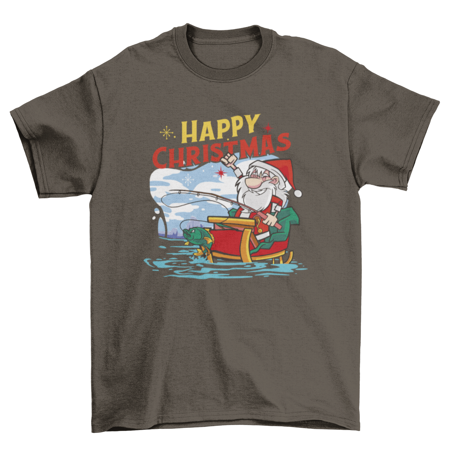 Fishing Santa Christmas T-shirt
