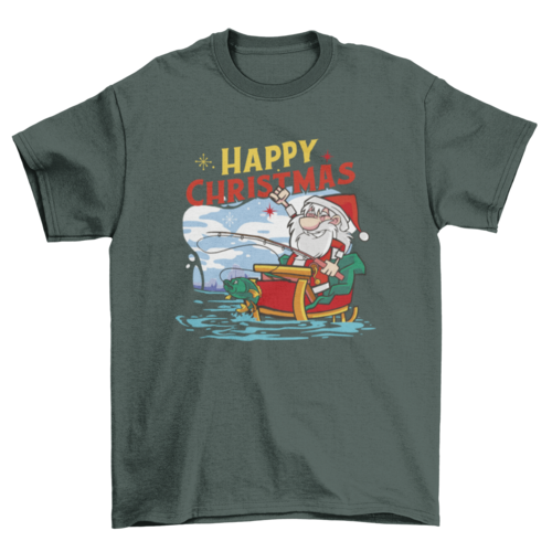 Fishing Santa Christmas T-shirt