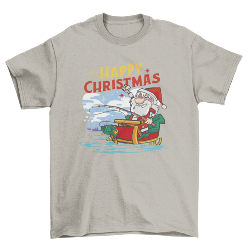 Fishing Santa Christmas T-shirt