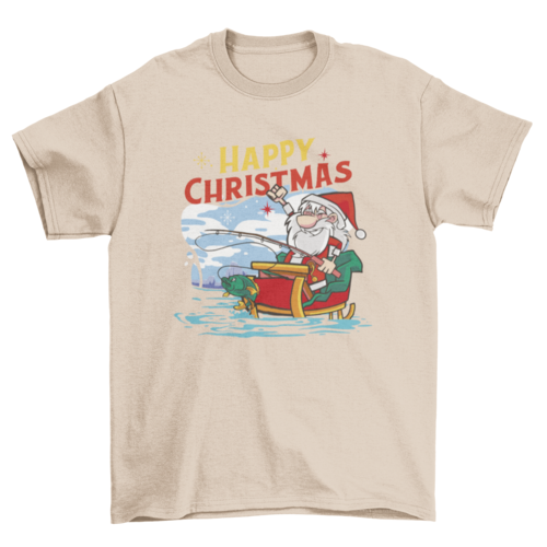 Fishing Santa Christmas T-shirt