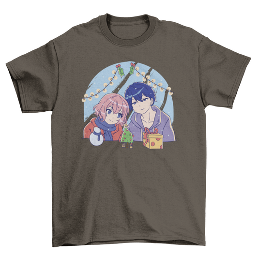 Anime Christmas Couple T-shirt