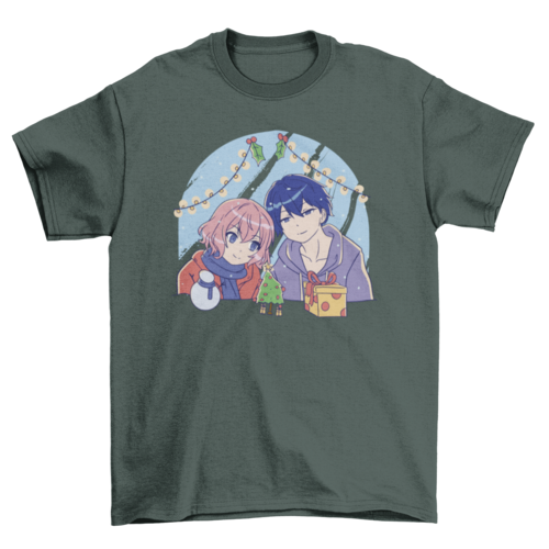 Anime Christmas Couple T-shirt