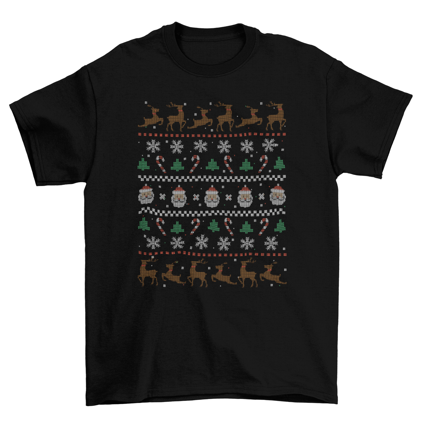 Santa & Deer Ugly Sweater Themed T-shirt