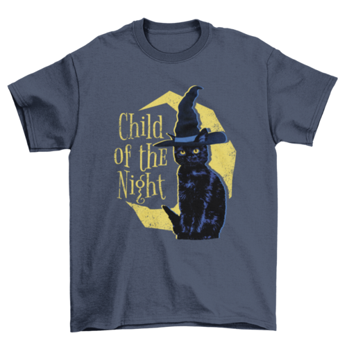 Child Of The Night Black Cat Halloween Tee