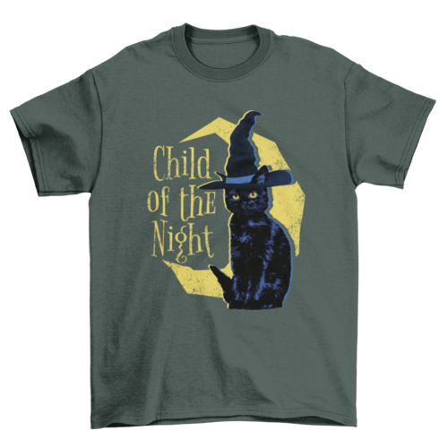 Child Of The Night Black Cat Halloween Tee