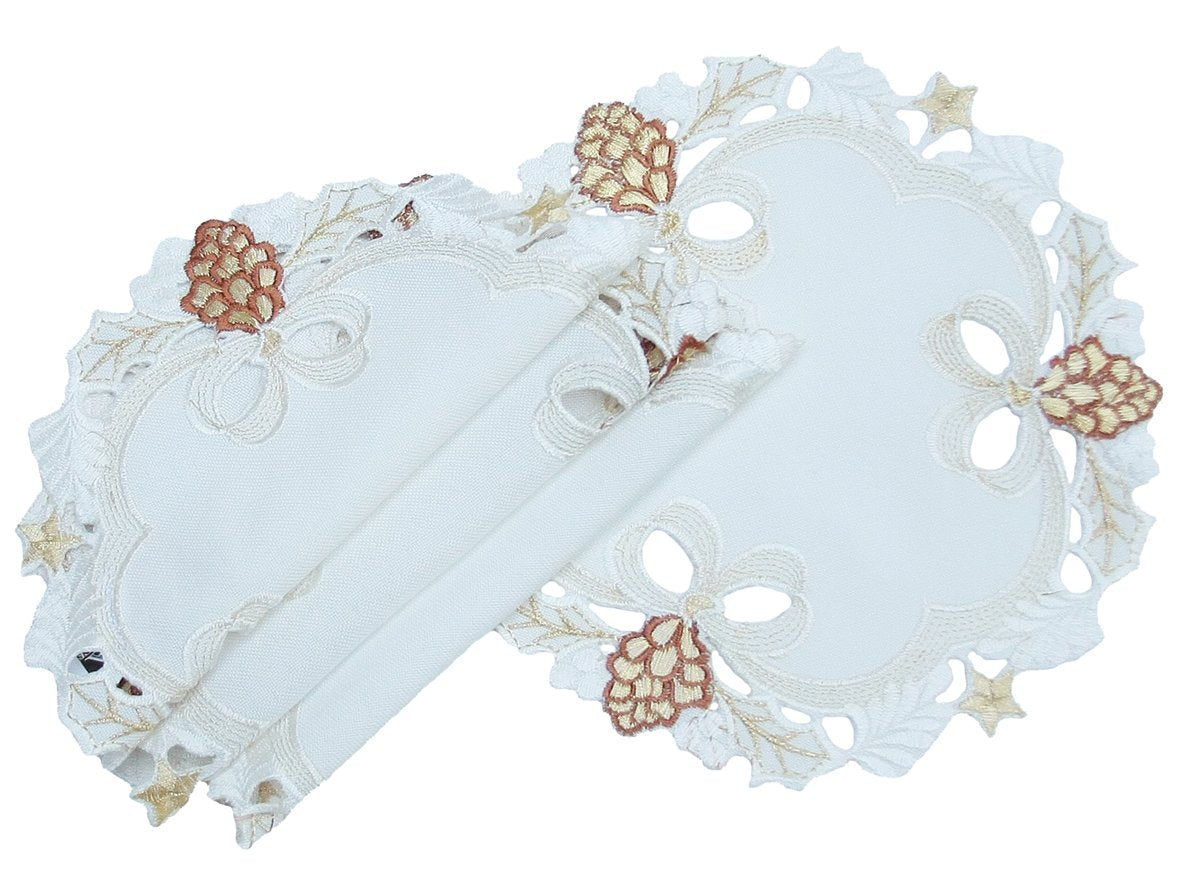 Gilded Pines Doilies, Set of 4