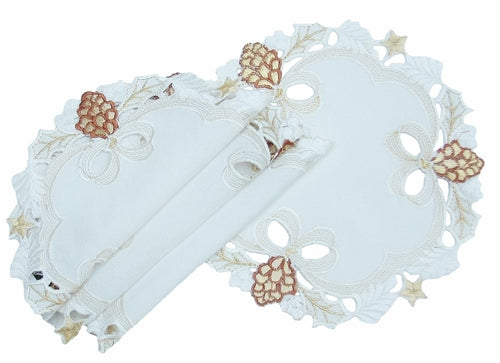 Gilded Pines Doilies, Set of 4