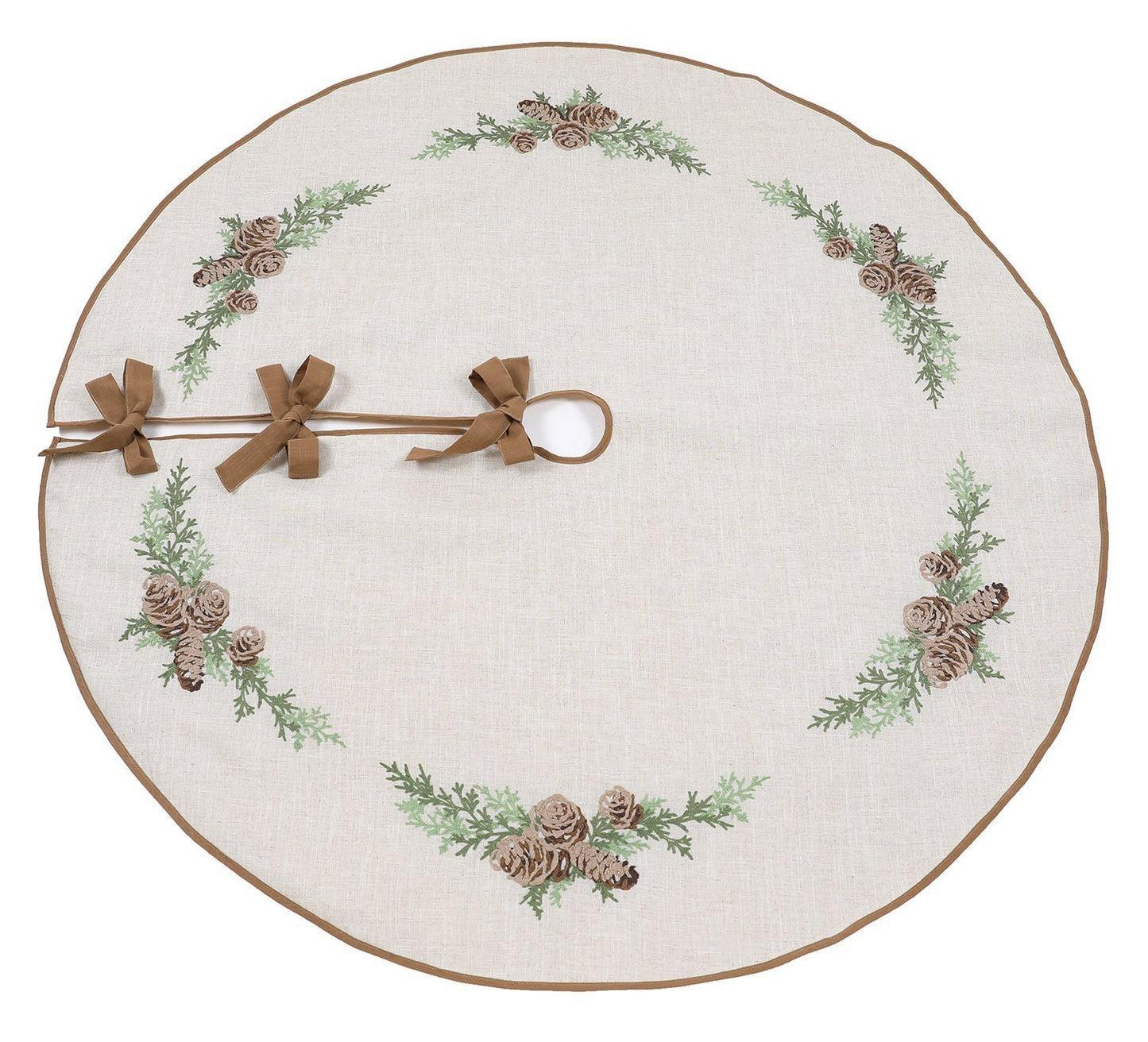 Pine Cones & Branches Embroidered Tree Skirt (56")