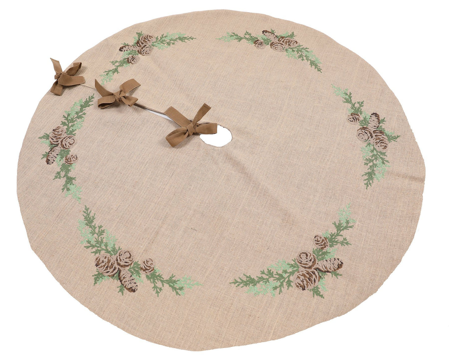 Pine Cones & Branches Embroidered Tree Skirt (56")