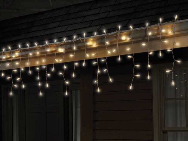 LED Twinkle Icicle Light Set, 100 Warm White