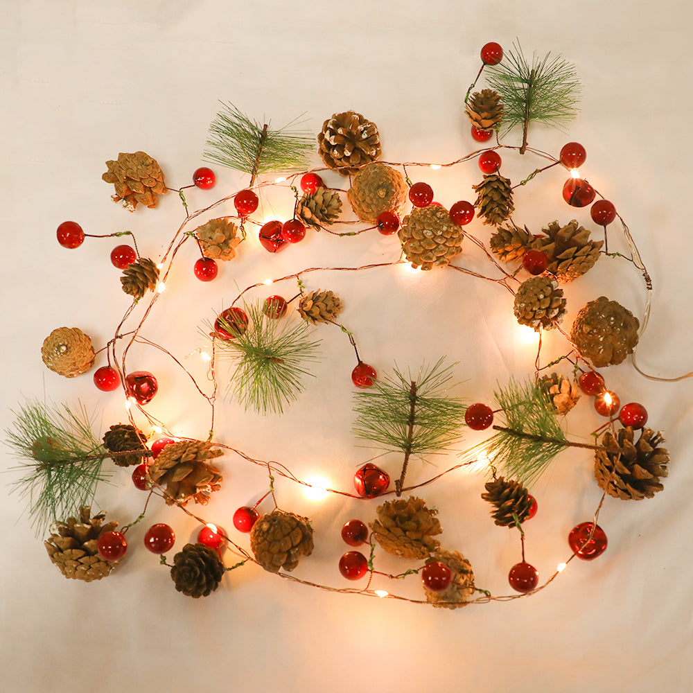 6.56FT LED Pine Cone & Needle Christmas String Lights