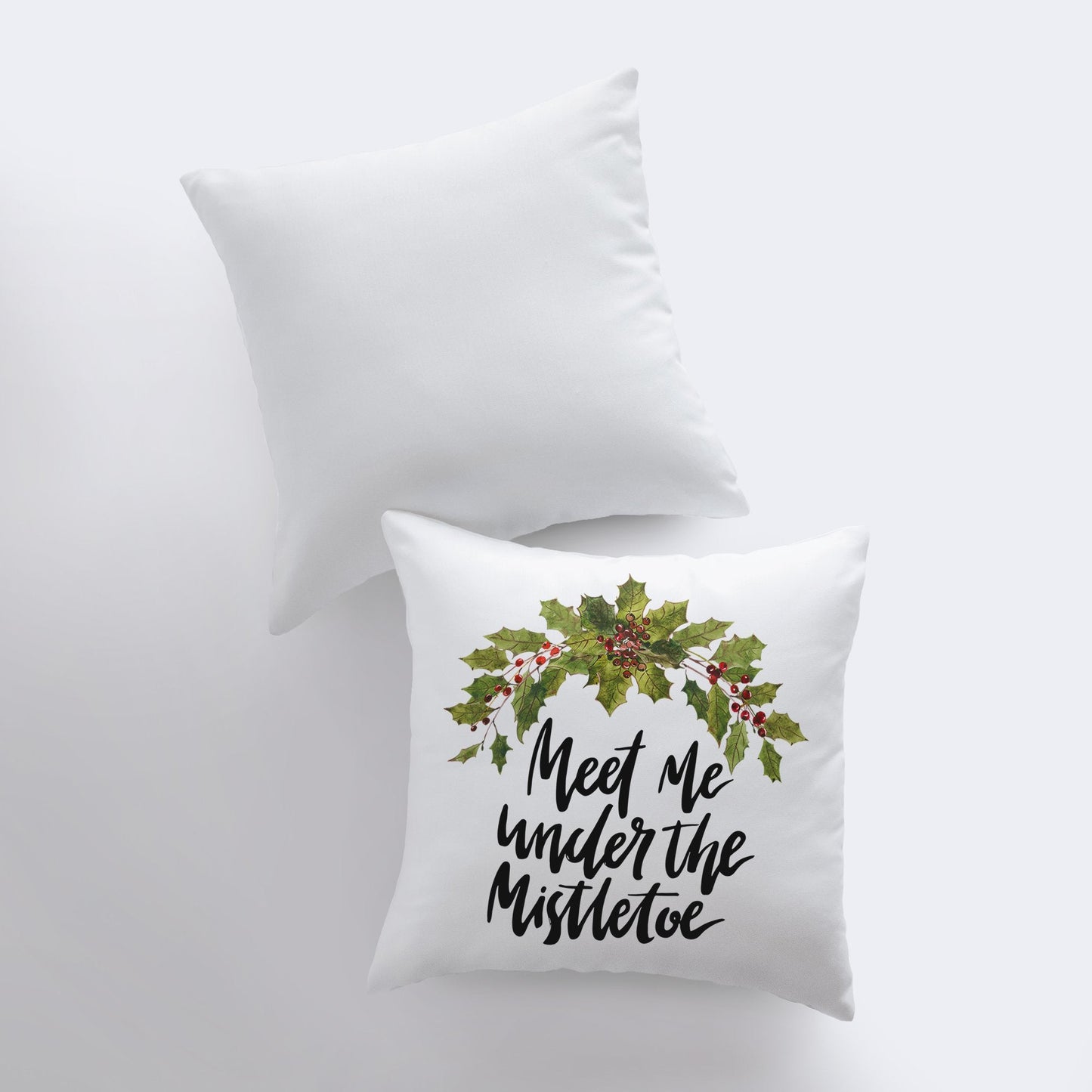 Meet Me Under The Mistletoe Throw Pillow Cover