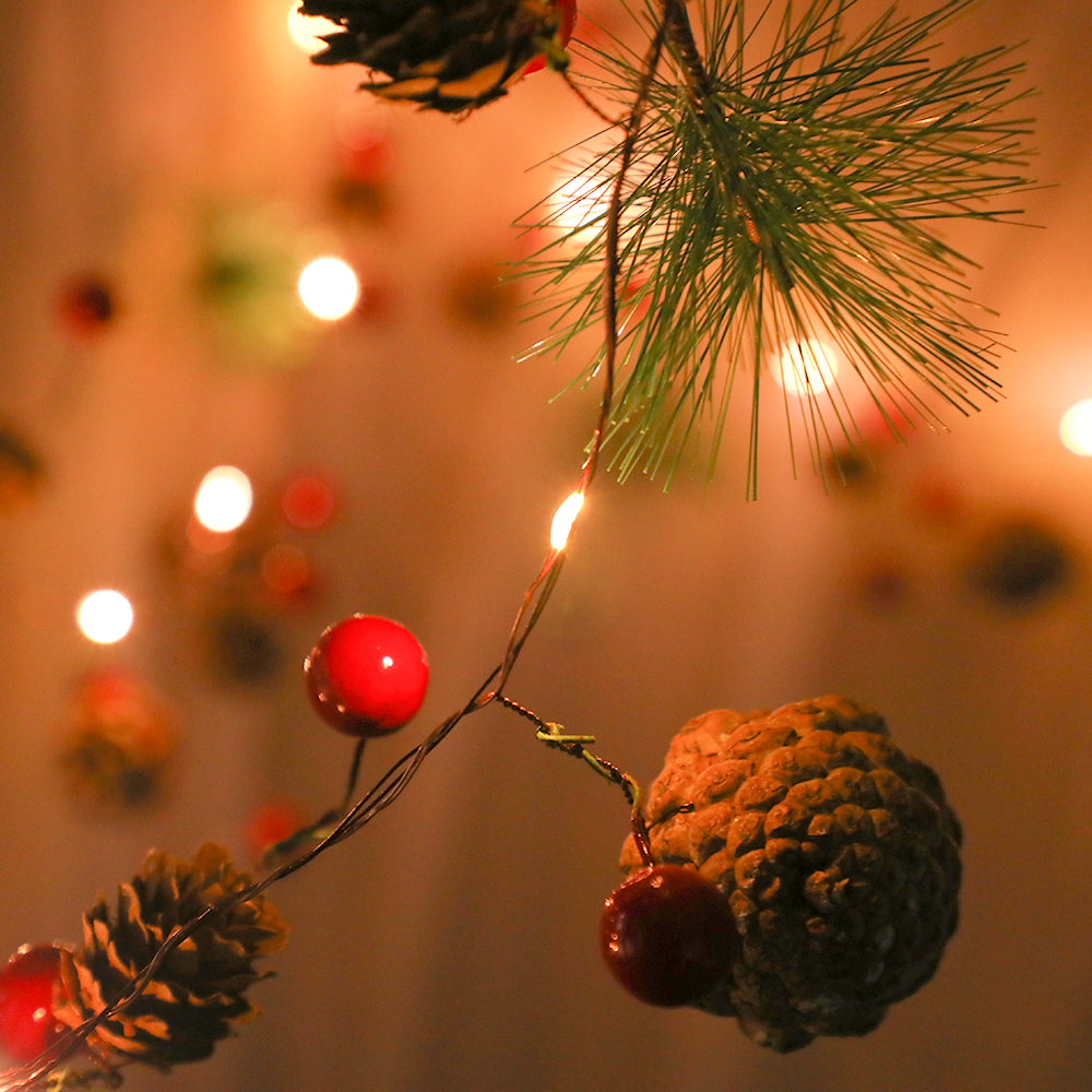 6.56FT LED Pine Cone & Needle Christmas String Lights