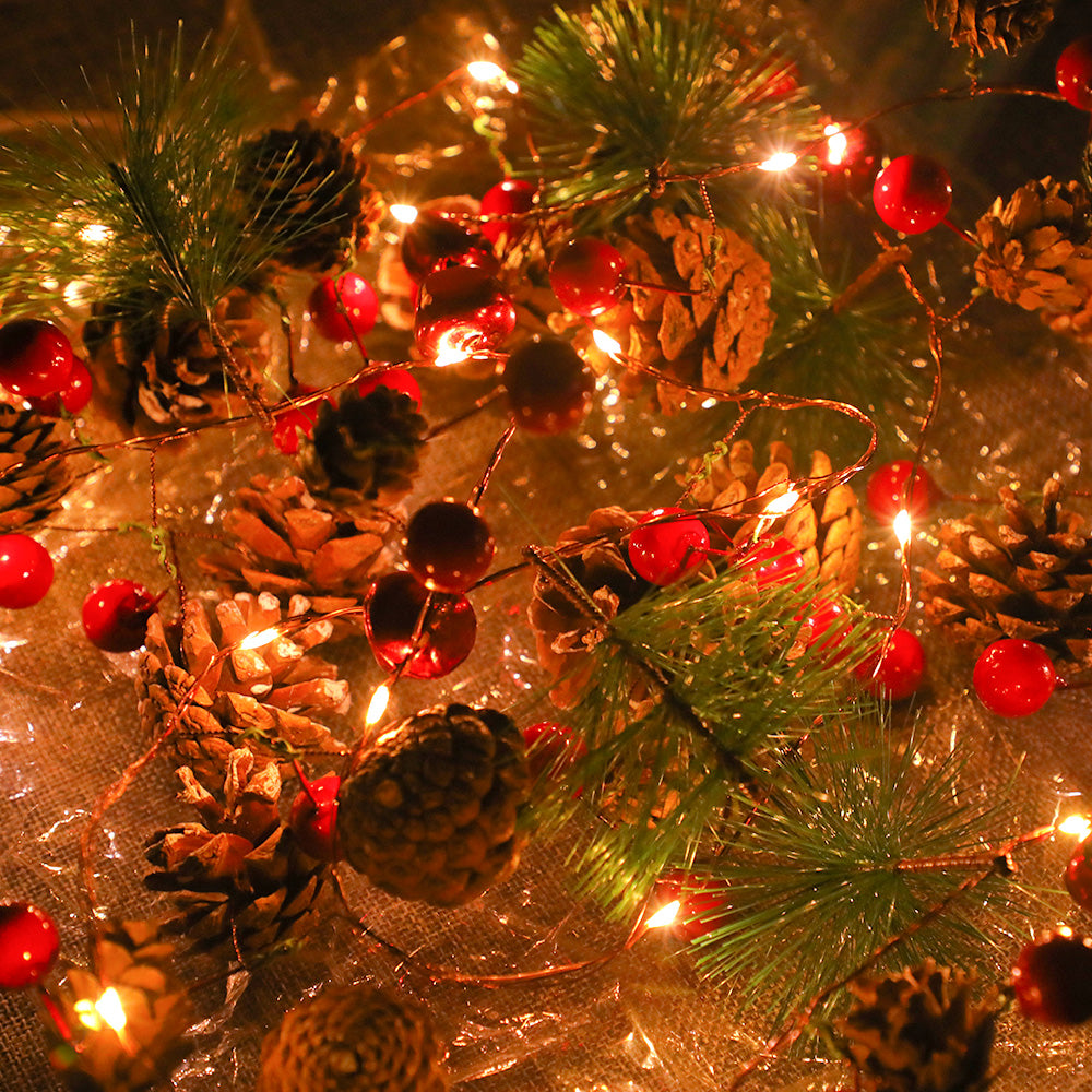 6.56FT LED Pine Cone & Needle Christmas String Lights