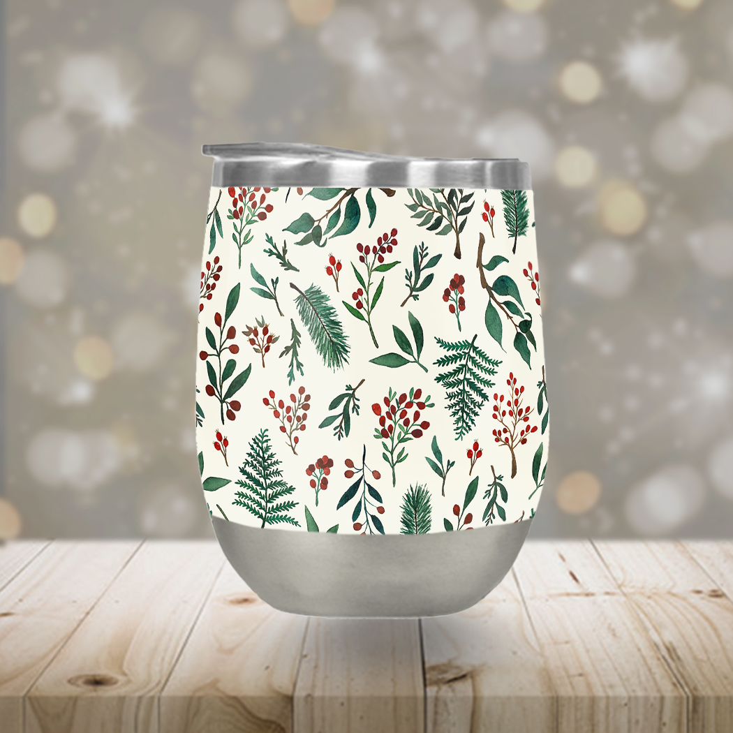 Christmas Berries Wine Tumbler