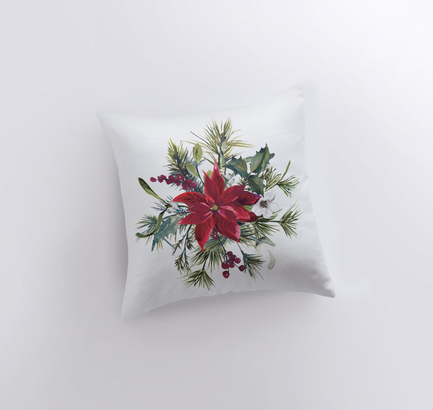 Christmas Poinsettia Throw Pillow Cover