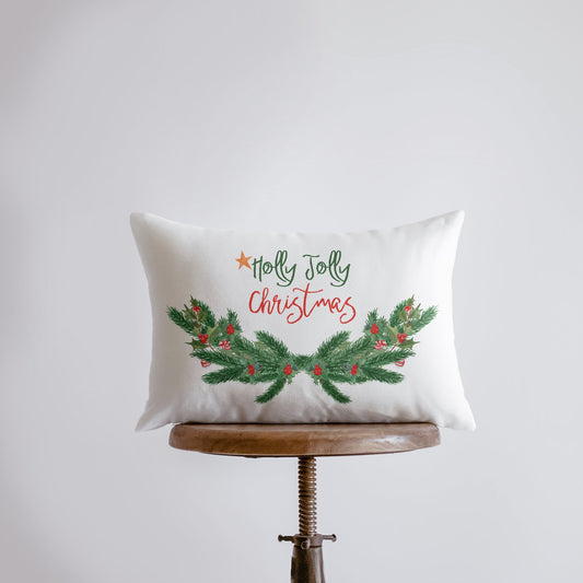 Holly Jolly Christmas Throw Pillow Cover