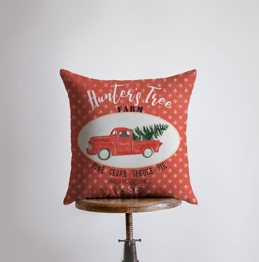 Red Christmas Truck Throw Pillow Cover