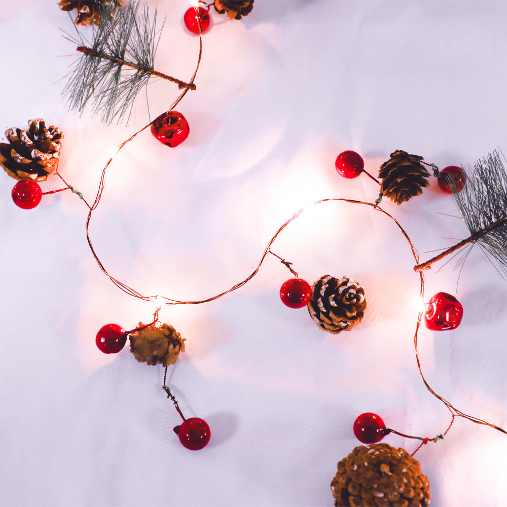 6.56FT LED Pine Cone & Needle Christmas String Lights
