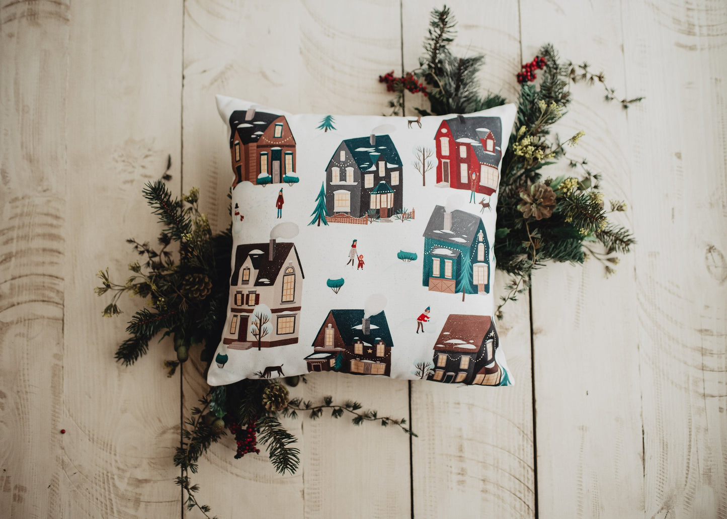 Christmas Village Throw Pillow Cover
