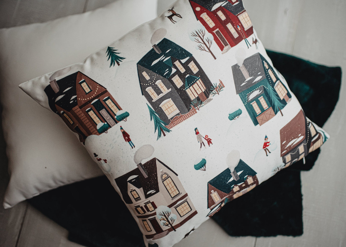 Christmas Village Throw Pillow Cover
