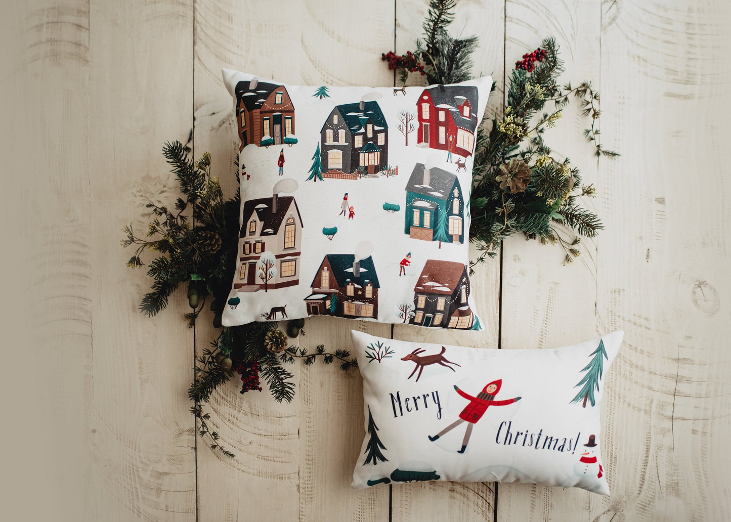 Christmas Village Throw Pillow Cover