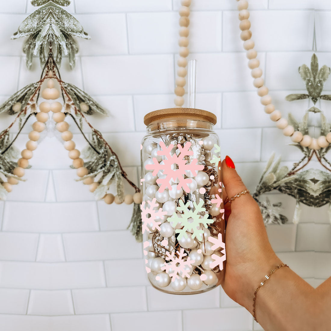 Pastel Snowflakes Tumbler 17oz